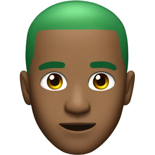 frank ocean green buzzcut winking with a slight smirk but acting nonchalant emoji
