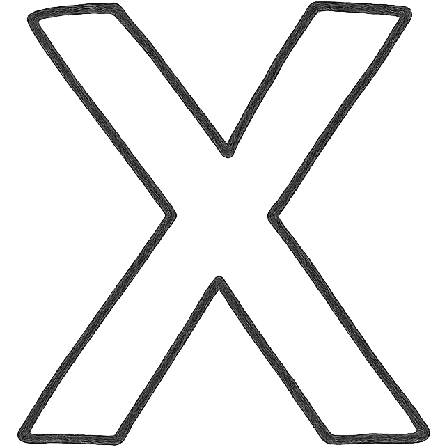 the letter X as a hand-drawn black outlined icon, sketchy and casual emoji