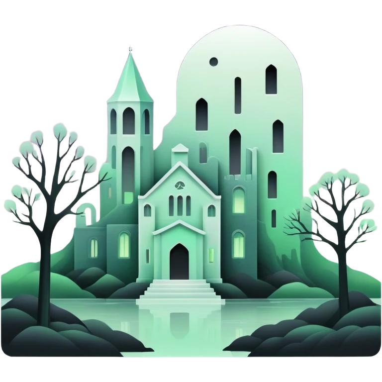 Ghostly Pastel Black Green White Spectral Gloomy Dusky Dystopian Apocalyptic Aesthetic Scenery Deco emoji