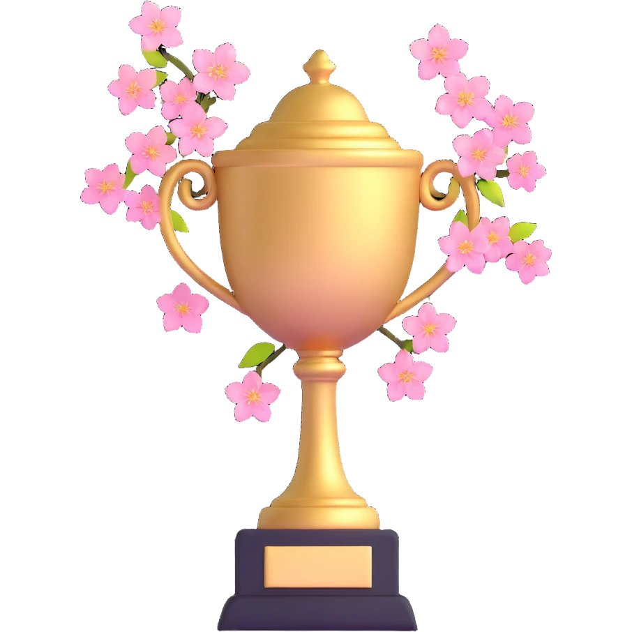 golden spring trophy with cherry blossoms emoji