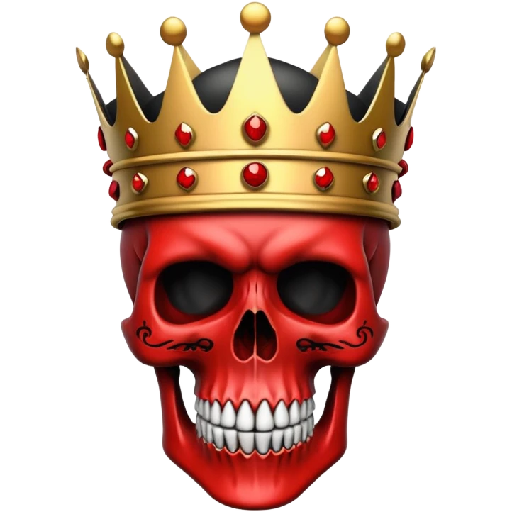 red and black skull with crown emoji