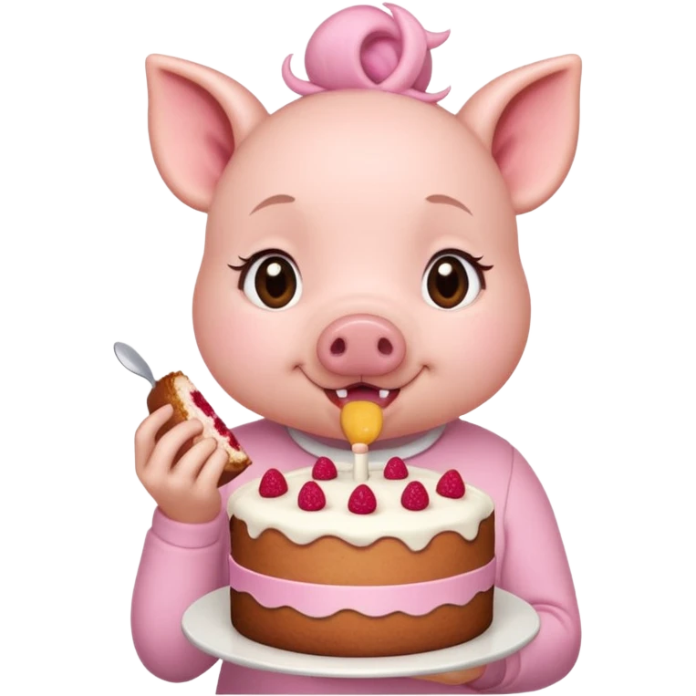 Lanie Pig in cake emoji