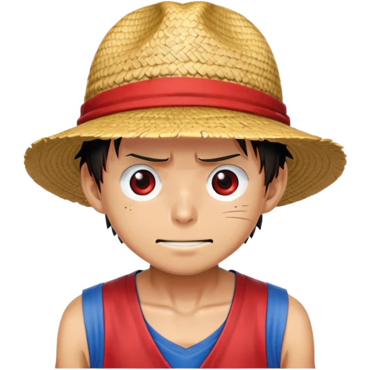 Monkey D. Luffy with straw hat, red vest, blue shorts, scar under eye emoji