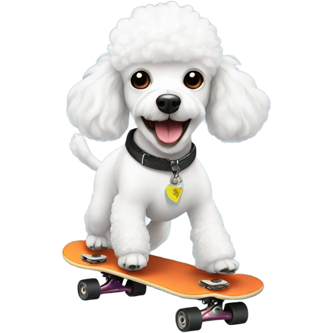 Small white poodle skateboarding emoji
