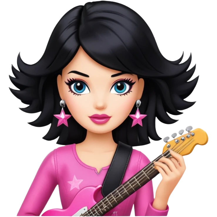 barbie rockstar   with black hair  emoji