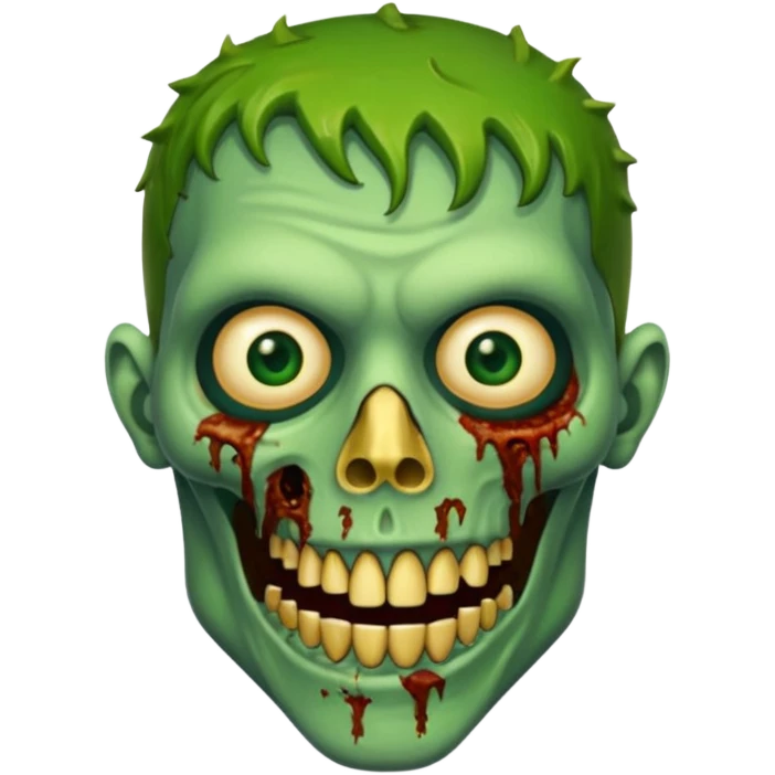 Zumbi verde com dente dourado com nariz emoji