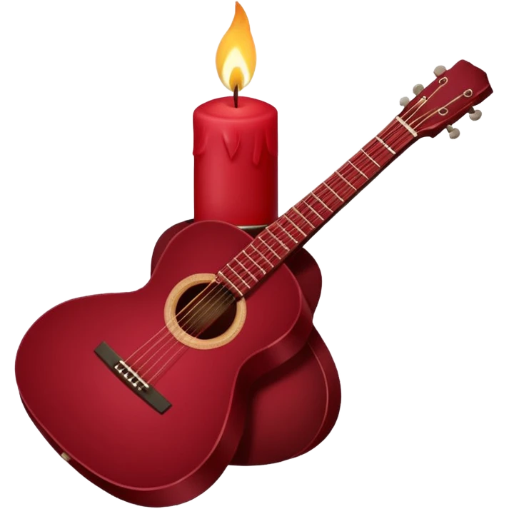 Maroon red aesthetic pookie bow,candle and guitar  emoji