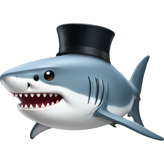 Shark with top hat emoji