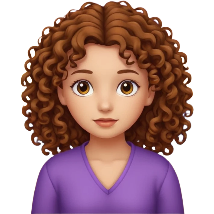 girl with curly hair facing the beach with a sunset emoji