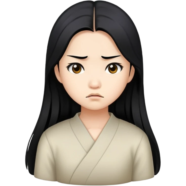 Asian girl with long black hair annoyed emoji