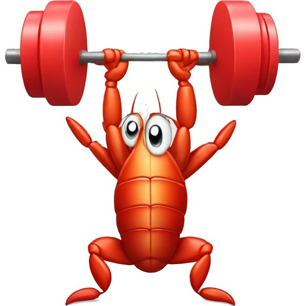 lobster lifting weights emoji