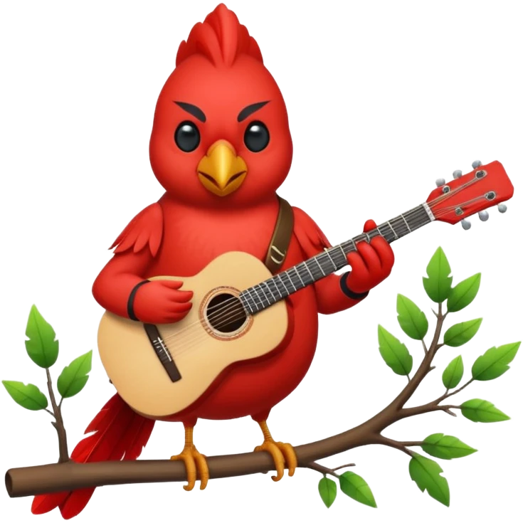 Cardinal bird with a guitar emoji