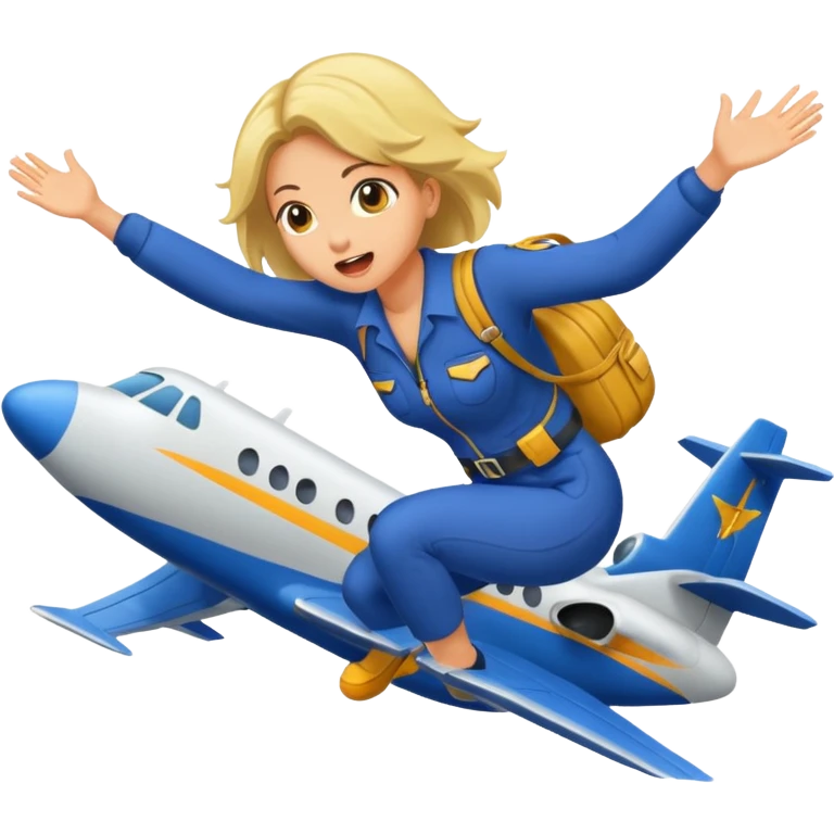 a woman jumps off a plane, apocolypse emoji