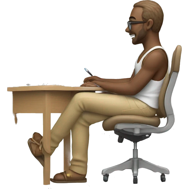 The designer works under a palm tree emoji