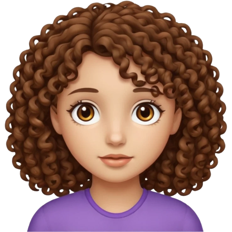 Uma menina de cabelos cacheados com olhos marrons e cabelos castanhos  emoji