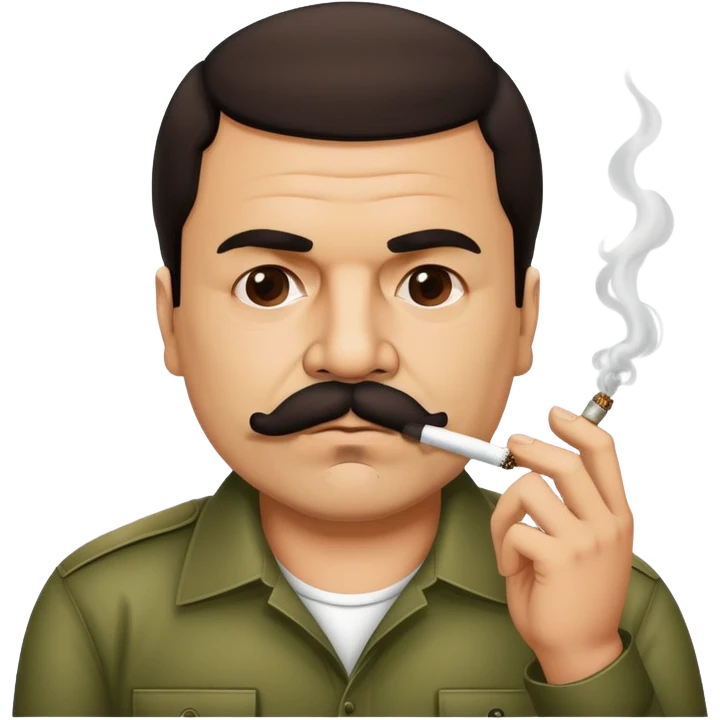El Chapo Guzman with distinctive mustache smoking a marijuana joint emoji
