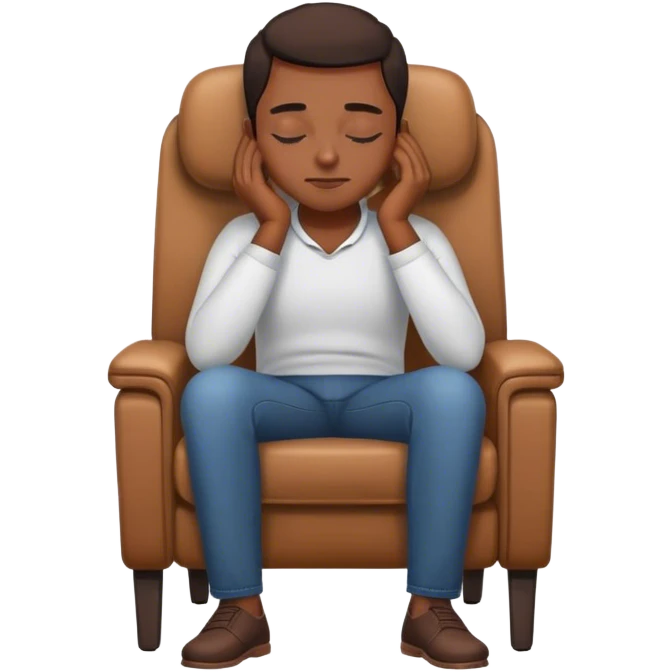 A person sitting in a chair, , hands resting on their lap, eyes closed. No distractions, no to-do lists—just a moment of stillness.  emoji