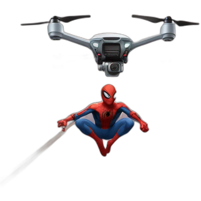 Spider Man driving a DJI drone emoji