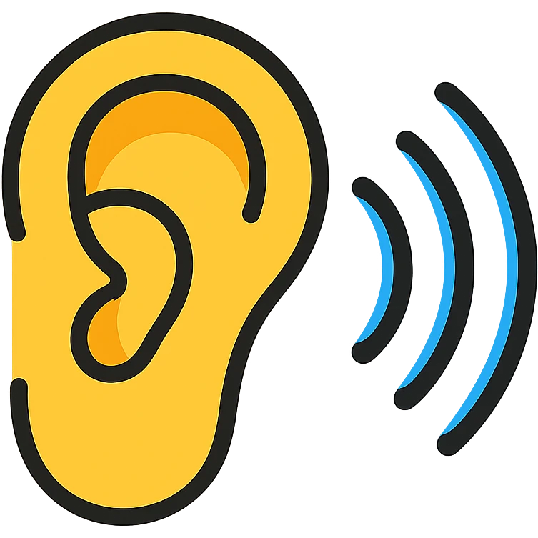 minimal style icon of an ear emitting sound waves emoji