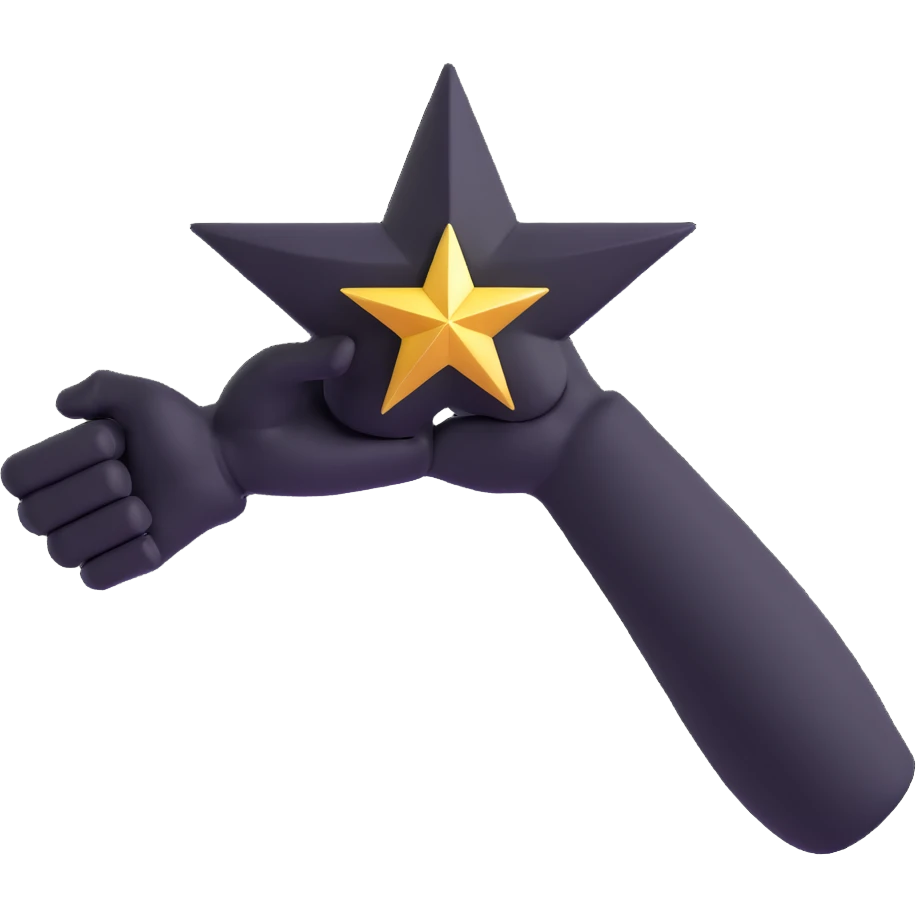 flexed biceps arm with a four-pointed sparkle star, modern and friendly emoji