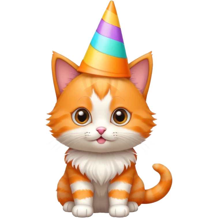 playful kitten with a colorful cone party hat emoji