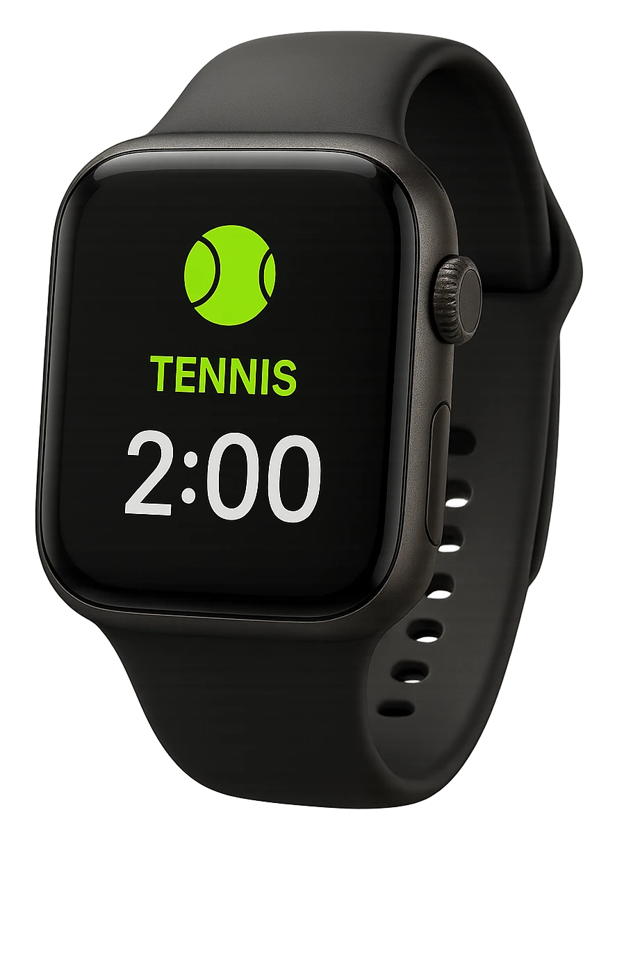 smartwatch con modalità attiva di tennis che segna 2 ore di tennis, REALISTICA 4K emoji