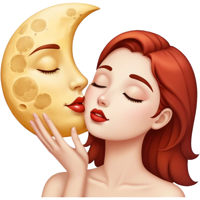 Moon kissing emoji