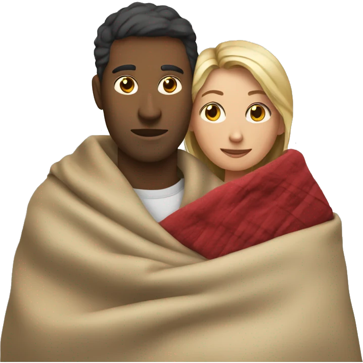 A woman covers a man with a blanket
 emoji