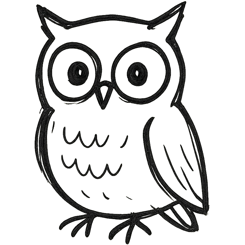 white owl, clean and clear details, minimal style icon emoji