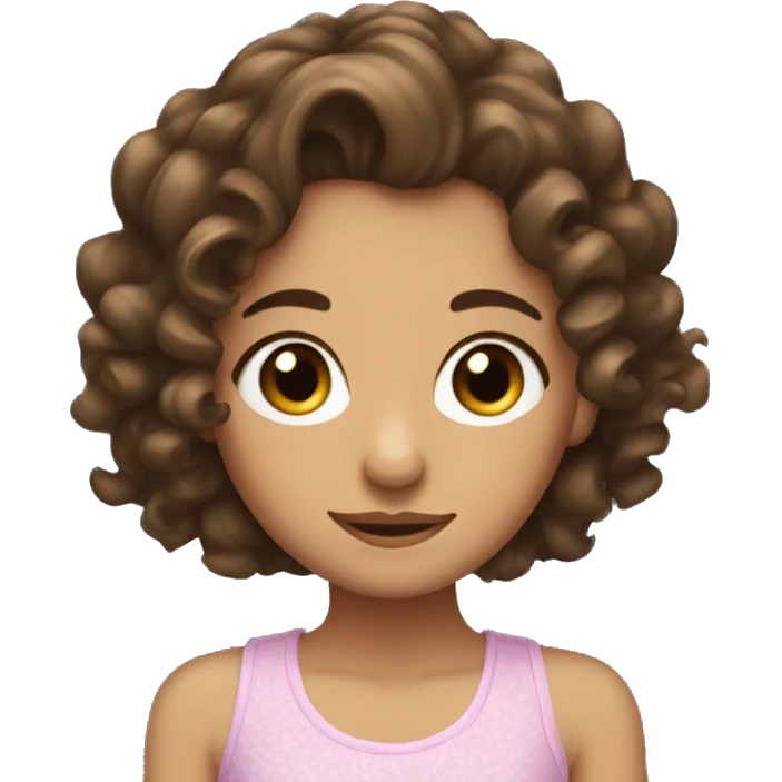 Create an emoji of a brunette girly girl with some lil curls on her hair emoji