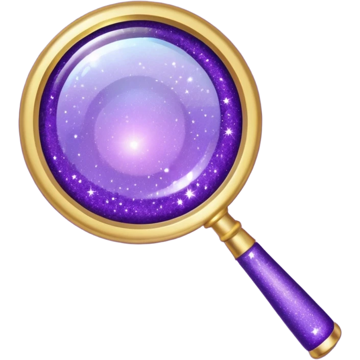 glitter purple and magnifying glass emoji