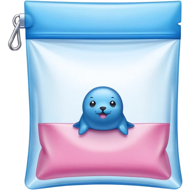 ziplock bag with blue and pink seal, empty emoji