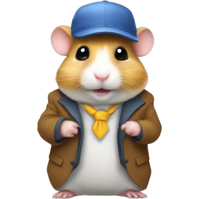 a hamster with suit and it has a cap emoji