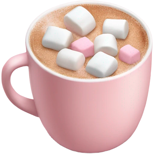 Light Pink mug of hot chocolate with marshmallows  emoji