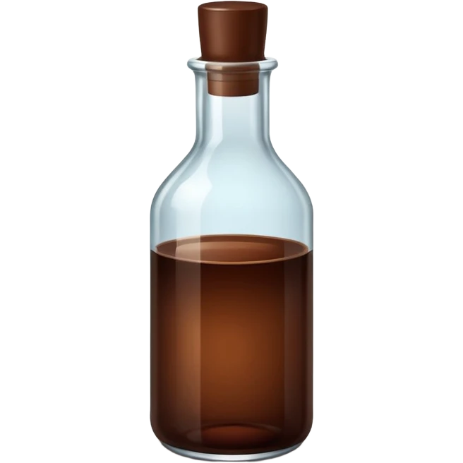 bottle of dark brown liquid, vibrant, simple, clear emoji