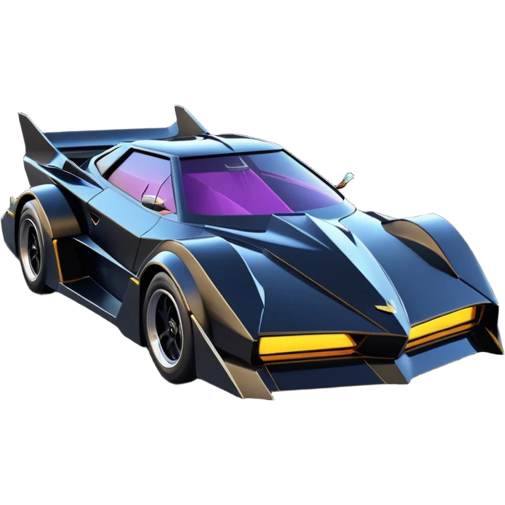  the animated series Batgirl’s aerodynamic opulent dark knight  futuristic concept loosely based on Toyota 1986 AE86 (flat long straight faceted mechanical body) winged stealthy street hot rod  emoji