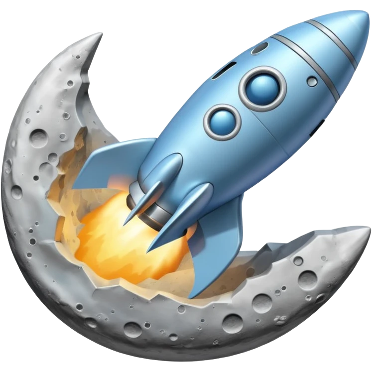 a pastel baby blue rocket ship landing on the moon  emoji