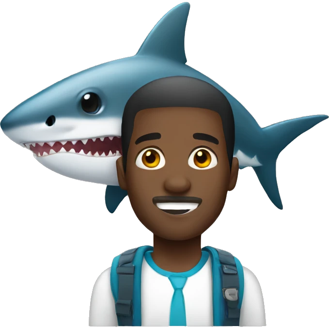 black man with shark emoji