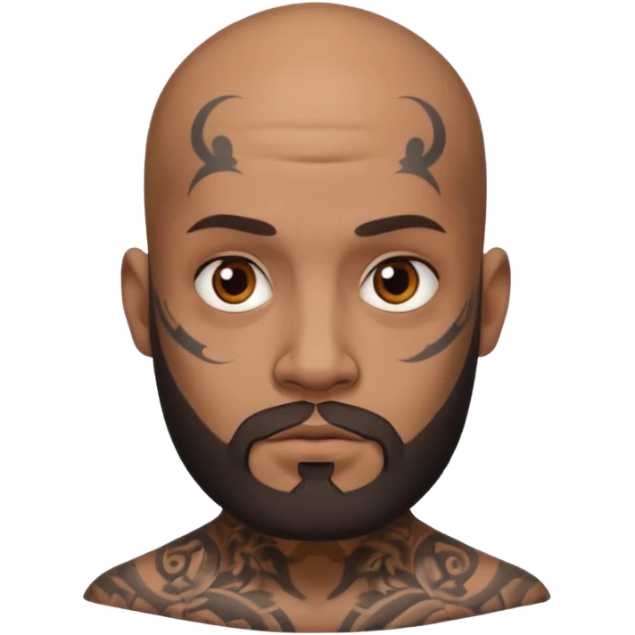 bald bearded man with face tattoo emoji