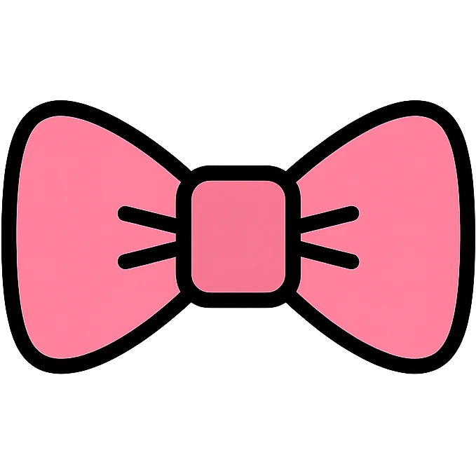 cute pink bow tie icon with color outline and black outlines emoji