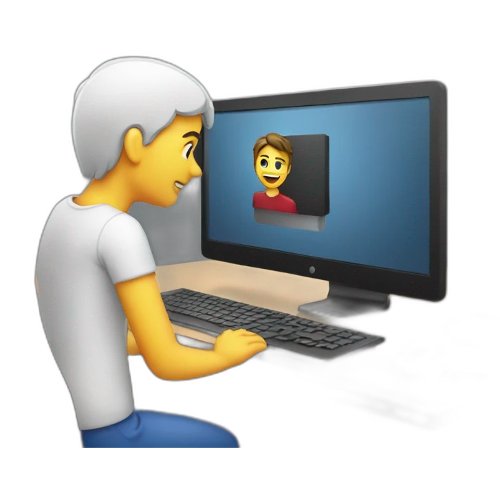 Video editor facing computer emoji