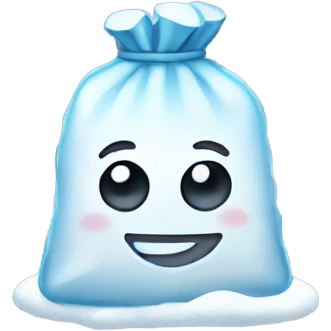 tiny clear bag of snow smiling emoji