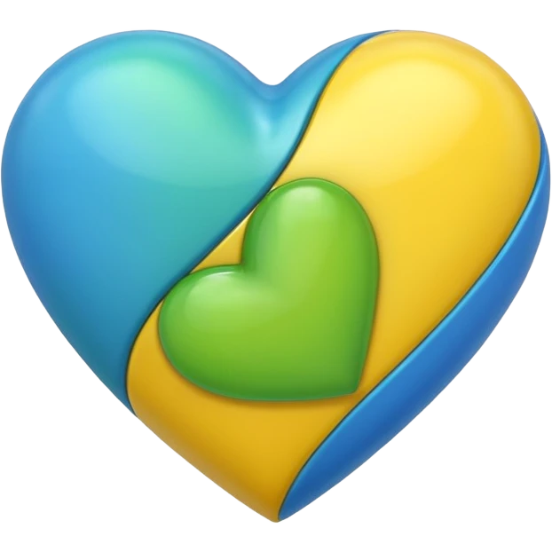 Yellow green and blue heart  emoji