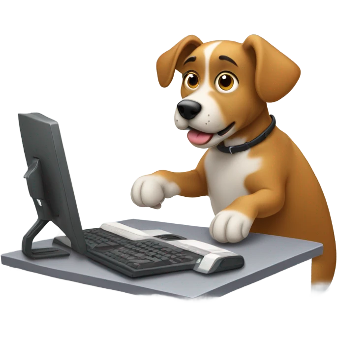 dog working on computer emoji