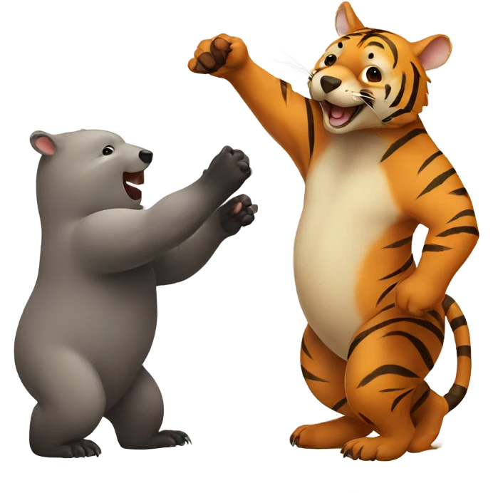 Wombat high fiving tiger emoji
