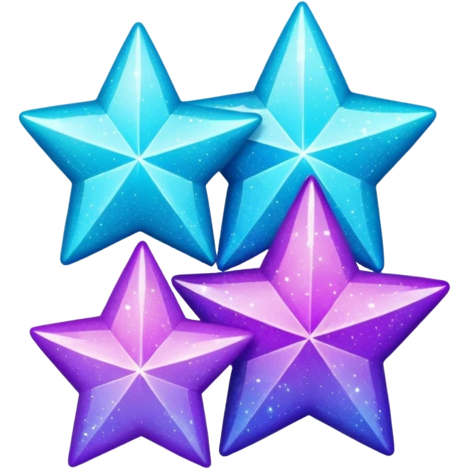 glitter purple and cian 3 stars  emoji