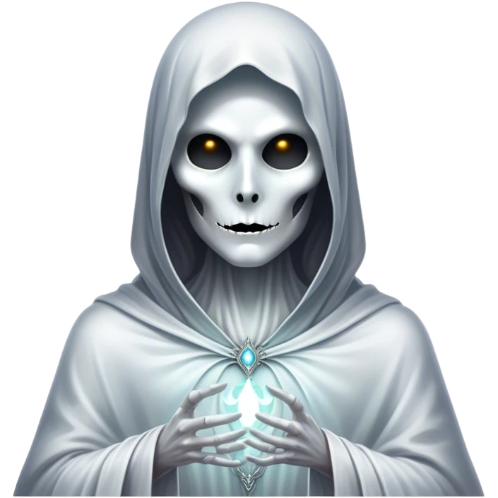 Full body, Cinematic and Ultra realistic 32k HD hauntingly beautiful specter with Balanced features, highly detailed, glowing with silver light, high shine, remembrance, a painting of white silver, fanciful, enchanting. The image is so lifelike it could leap off the canvas at any moment emoji
