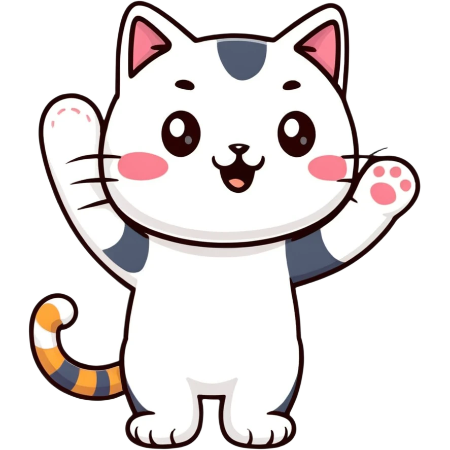 cartoon cat waving emoji