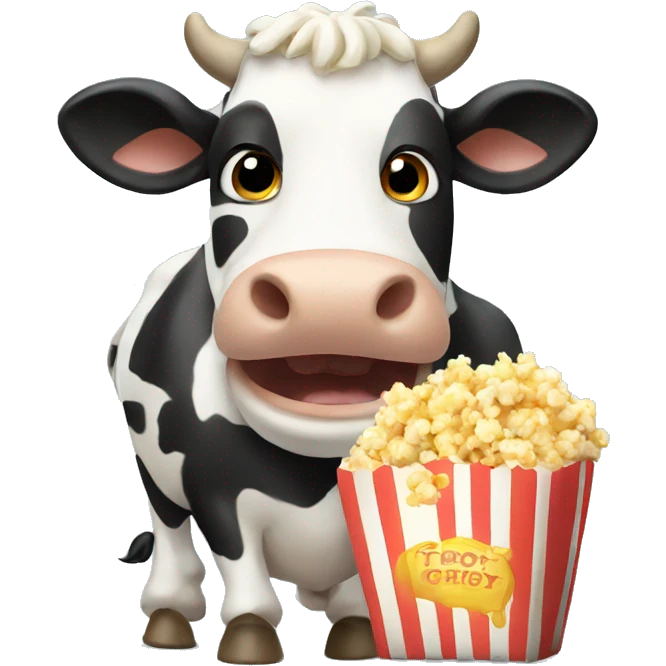 Cow eating popcorn emoji