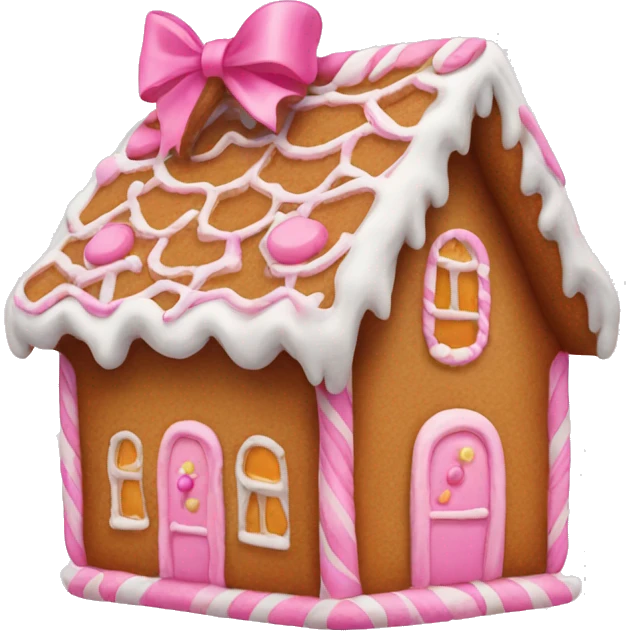 Gingerbread house with a pink bow  emoji